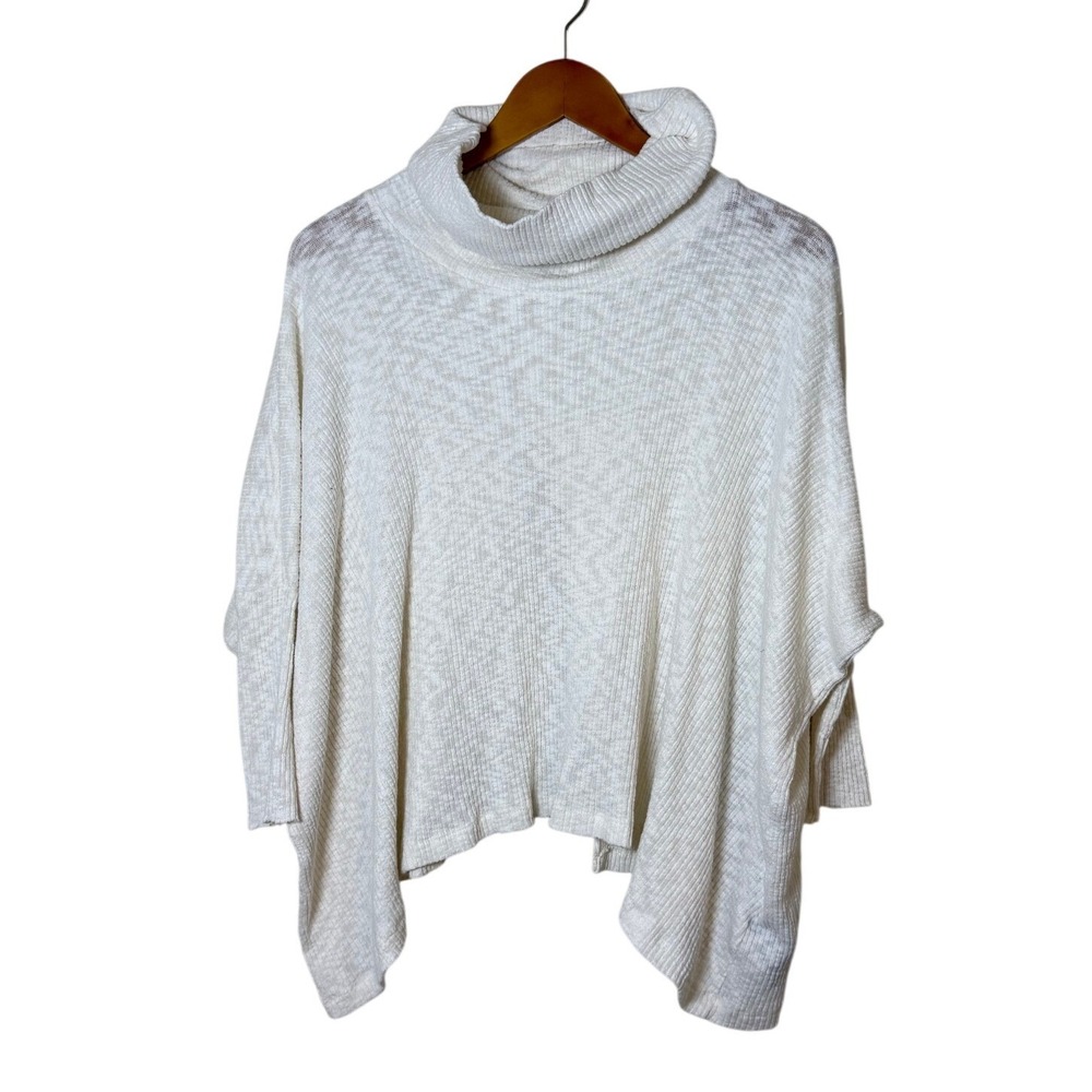Free People FP‎ Beach Women World Traveler Top S Cream Cowl Neck Split Back Rib